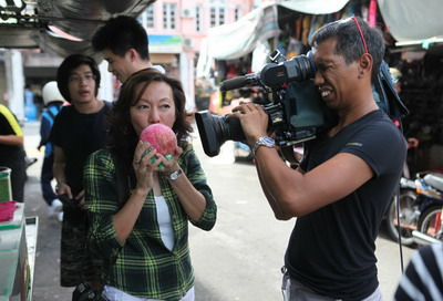 Filming in a Penang Food program