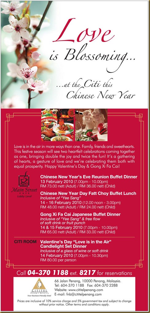 Dining Places in Penang for Valentine & Chinese New Year 2010