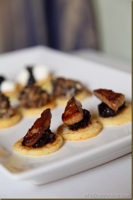 Blinis with Foie Gras and Fig Reduction 