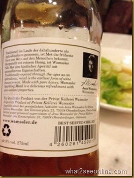 Wamssler Sparkling Mead @ Steak Frites by what2seeonline.com