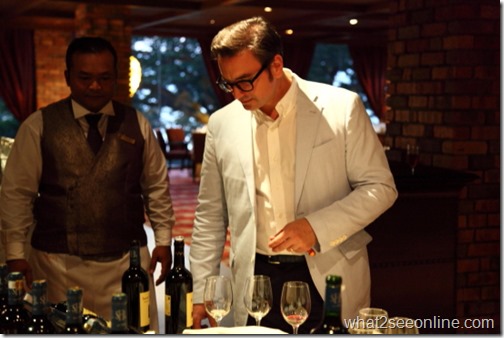 David Ornon, Commercial Director of Chateau Smith Haut Lafitte checking on the wines served during dinner by what2seeonline.com