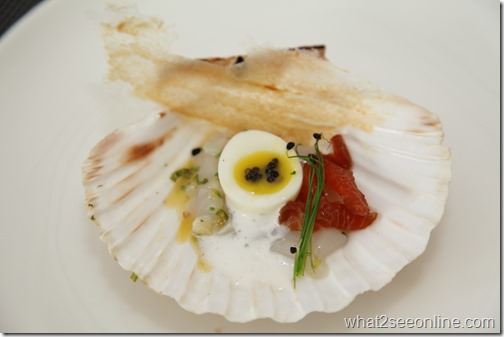 Hokkaido Scallop Tartare and Macallan Cured Salmon at Farquhar Mansion Penang 