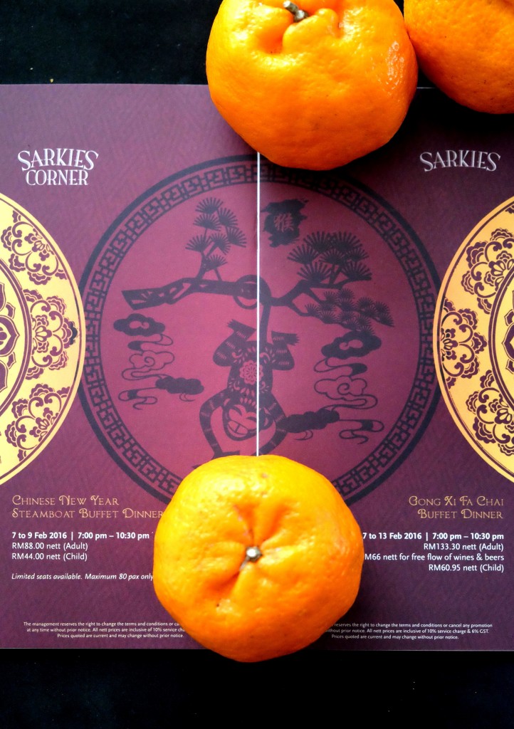 Food & Beverage at Eastern & Oriental Hotel Penang, Chinese New Year 2016, Year of the monkey, Gong Xi Fa Chai Buffet Dinner, Chinese New Year Steamboat Buffet Dinner,