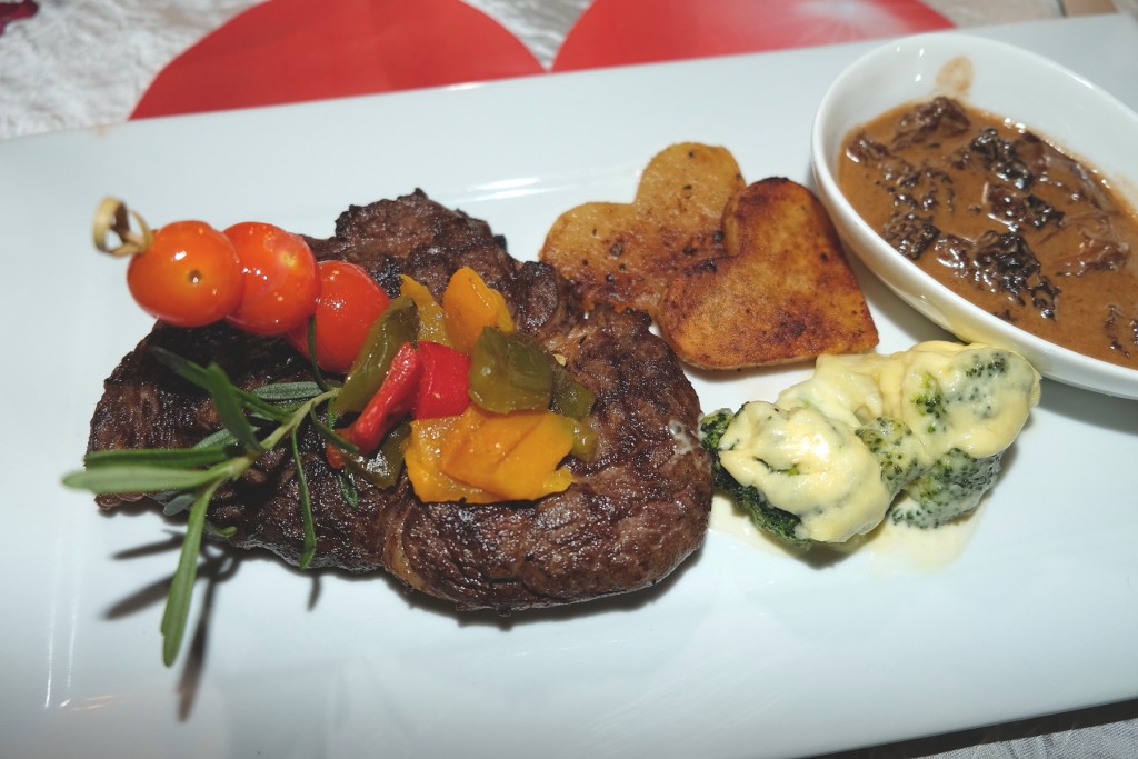 Beauty & the Beef, Grilled Hervey’s Rib-Eye Beef Aromatized With Fresh Herbs Served With a Morel Cream Sauce